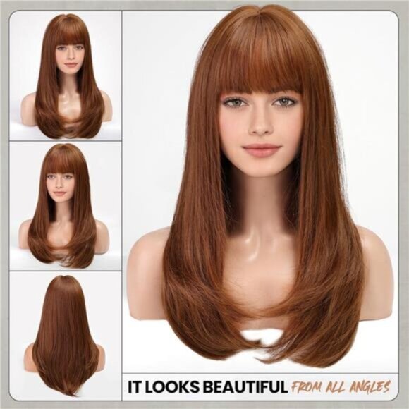 Strawberry Blonde Wig With Bangs For Women main image 4